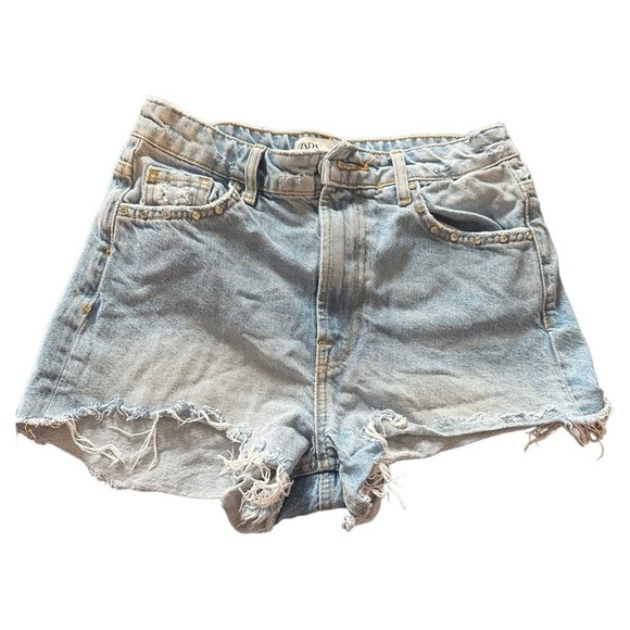 Zara Denim Shorts Gemstone Rhinestone Bejeweled
Studs Distressed - Picture 2 of 7